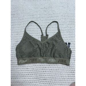 Pink Victoria’s Secret green lace bra size large women’s